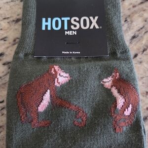 Hot Sox Men's Green Socks with Monkey Design